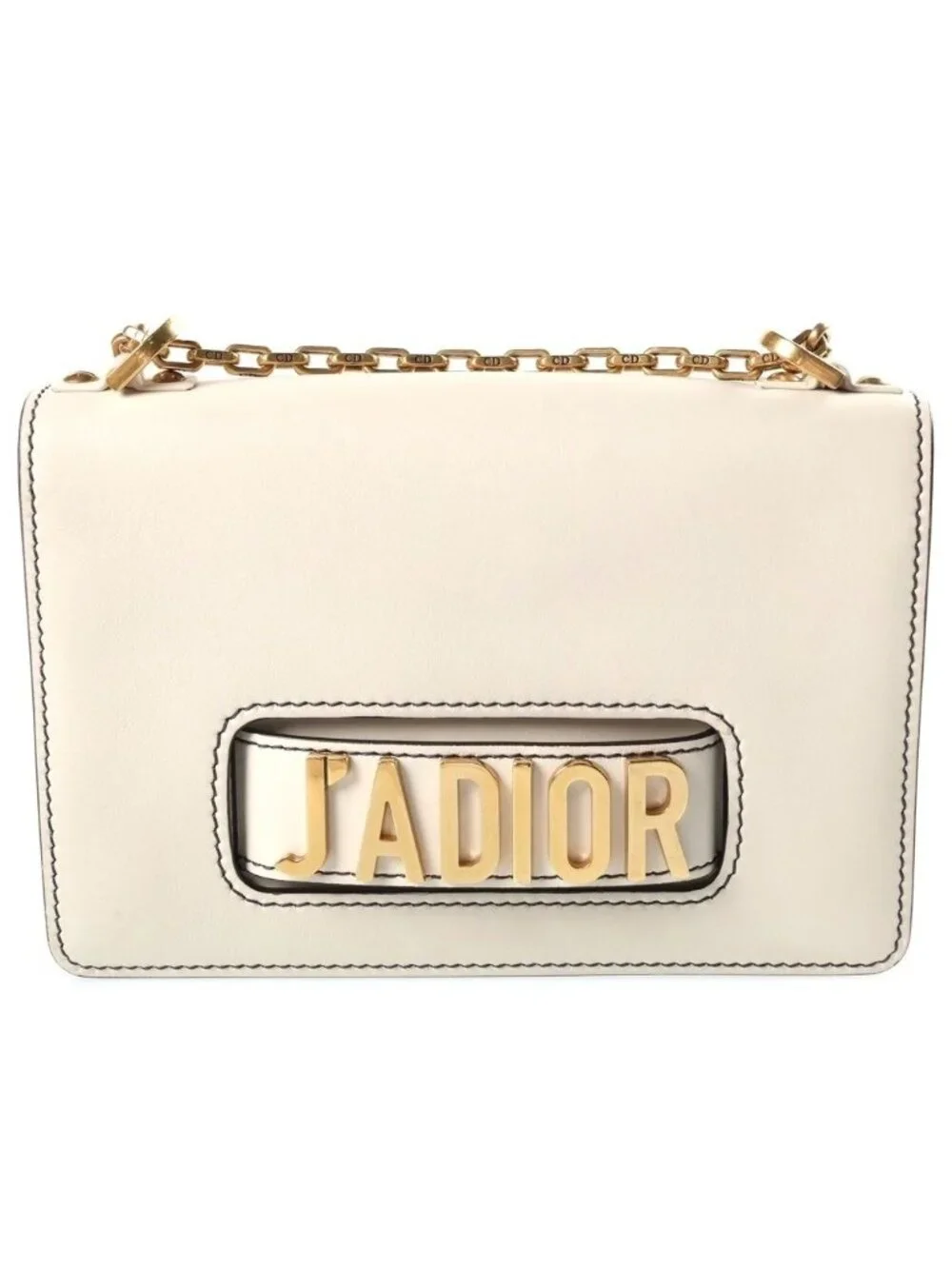 Dior J'Adior Chain Flap Shoulder Bag Ivory Leather Gold